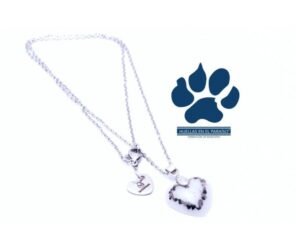 Dije de corazón blanco con ceniza encapsulada formando un corazón